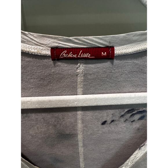 Barbara Lesser Women’s 3/4 Sleeve Fringe Hem Tie Dye Acid Wash Blouse Size M - Picture 2 of 8